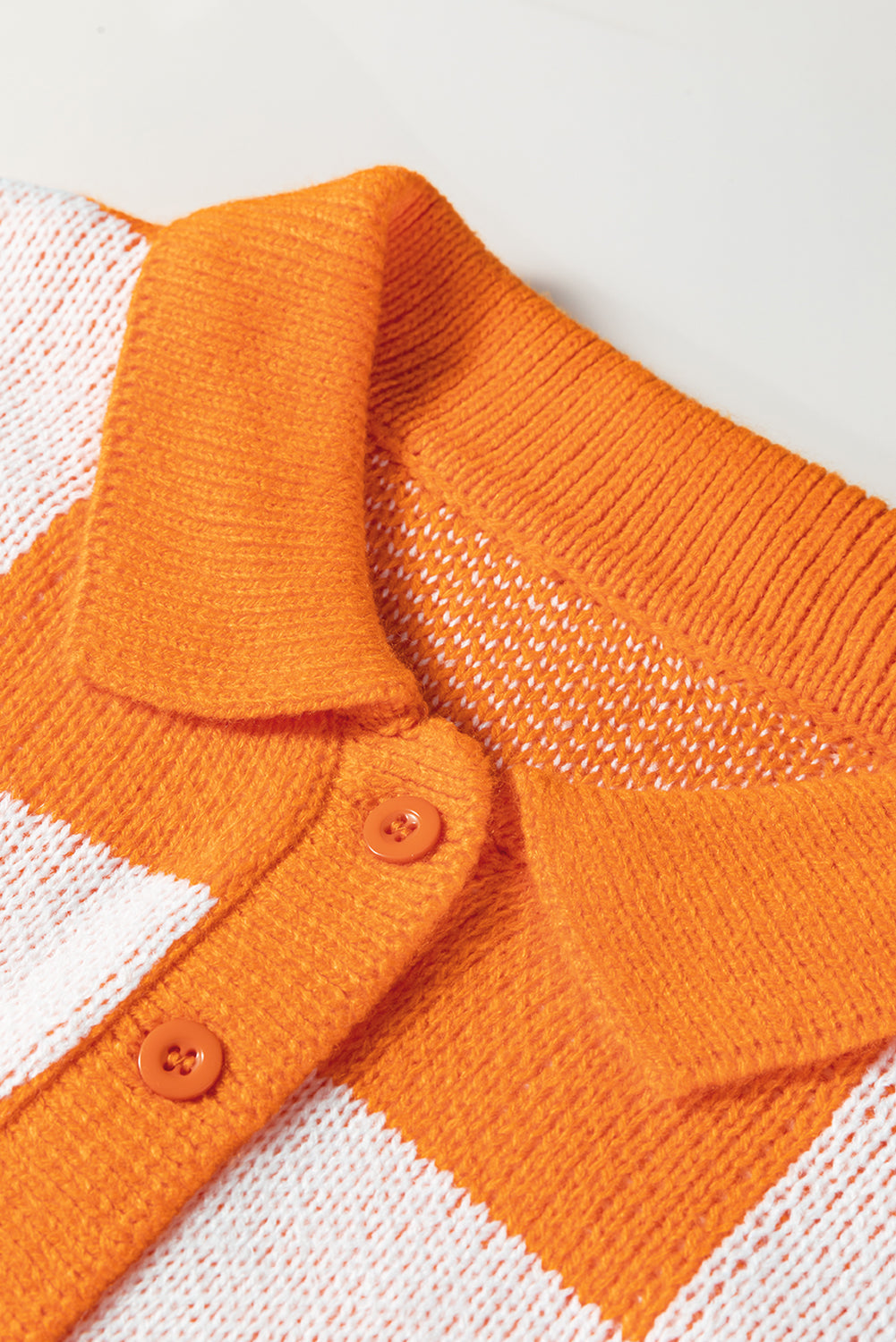 Grapefruit Orange Checkered Polo Collar Loose Sweater Dear-Lover Dropshipping